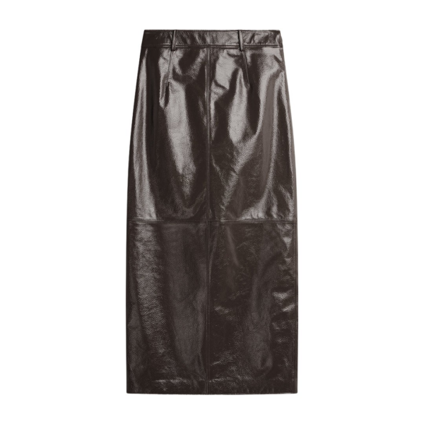 The Frankie Shop Taney Crackled Pencil Skirt - Brown - Oversized Minimalist Skirts in Brown - Shop at Luxury Shoes 