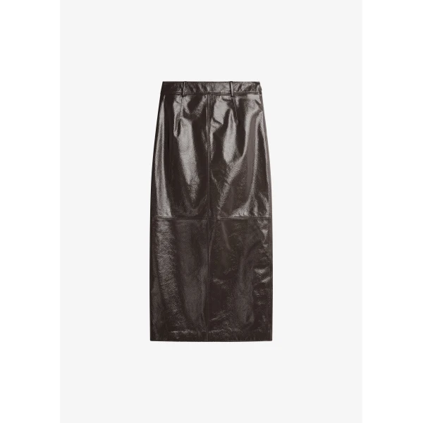The Frankie Shop Taney Crackled Pencil Skirt - Brown - Oversized Minimalist Skirts in Brown - Shop at Luxury Shoes 