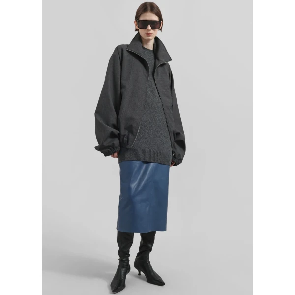 The Frankie Shop Taney Leather Midi Skirt - Cobalt - Oversized Minimalist Skirts in Blue - Shop at Luxury Shoes 