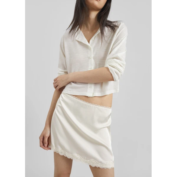 The Frankie Shop Tanvi Lace Mini Skirt - Ivory - Oversized Minimalist Skirts in Ivory - Shop at Luxury Shoes 