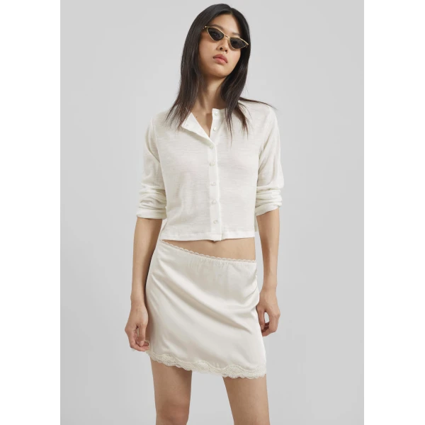 The Frankie Shop Tanvi Lace Mini Skirt - Ivory - Oversized Minimalist Skirts in Ivory - Shop at Luxury Shoes 
