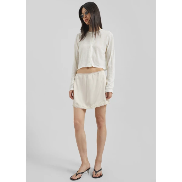 The Frankie Shop Tanvi Lace Mini Skirt - Ivory - Oversized Minimalist Skirts in Ivory - Shop at Luxury Shoes 