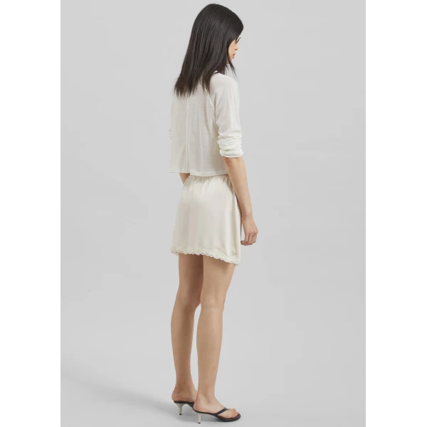 The Frankie Shop Tanvi Lace Mini Skirt - Ivory - Oversized Minimalist Skirts in Ivory - Shop at Luxury Shoes 