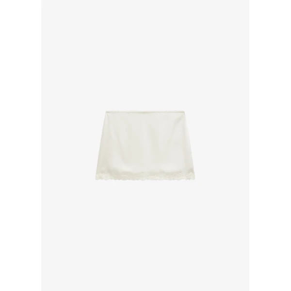 The Frankie Shop Tanvi Lace Mini Skirt - Ivory - Oversized Minimalist Skirts in Ivory - Shop at Luxury Shoes 