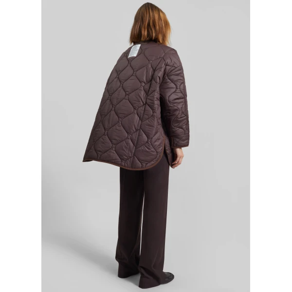 The Frankie Shop Teddy Quilted Jacket - Brown - Oversized Minimalist Jackets in Brown - Shop at Luxury Shoes 