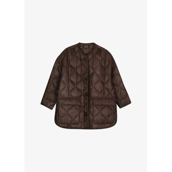 The Frankie Shop Teddy Quilted Jacket - Brown - Oversized Minimalist Jackets in Brown - Shop at Luxury Shoes 