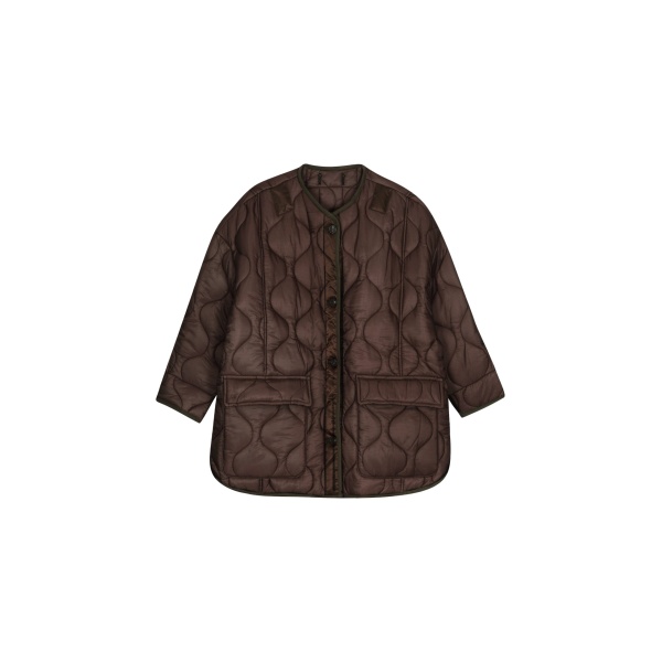 The Frankie Shop Teddy Quilted Jacket - Brown - Oversized Minimalist Jackets in Brown - Shop at Luxury Shoes 