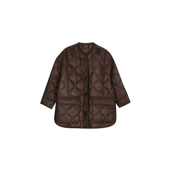 The Frankie Shop Teddy Quilted Jacket - Brown - Oversized Minimalist Jackets in Brown - Shop at Luxury Shoes 