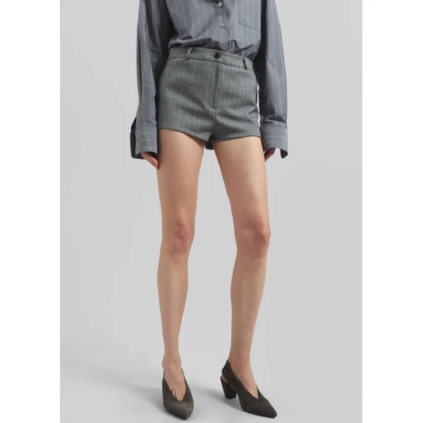 The Frankie Shop Tenby Striped Hot Pants - Grey Melange - Oversized Minimalist Pants in Grey - Shop at Luxury Shoes 