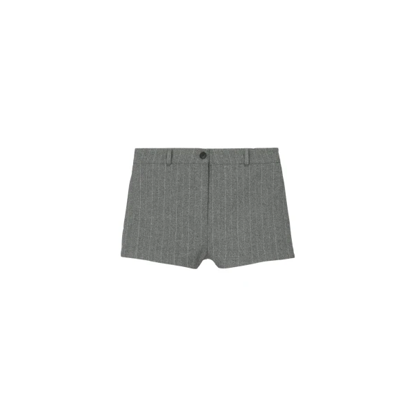 The Frankie Shop Tenby Striped Hot Pants - Grey Melange - Oversized Minimalist Pants in Grey - Shop at Luxury Shoes 
