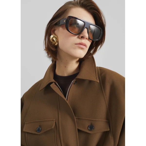 The Frankie Shop Trevose Padded Utility Jacket - Brown - Oversized Minimalist Jackets in Brown - Shop at Luxury Shoes 