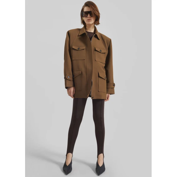 The Frankie Shop Trevose Padded Utility Jacket - Brown - Oversized Minimalist Jackets in Brown - Shop at Luxury Shoes 