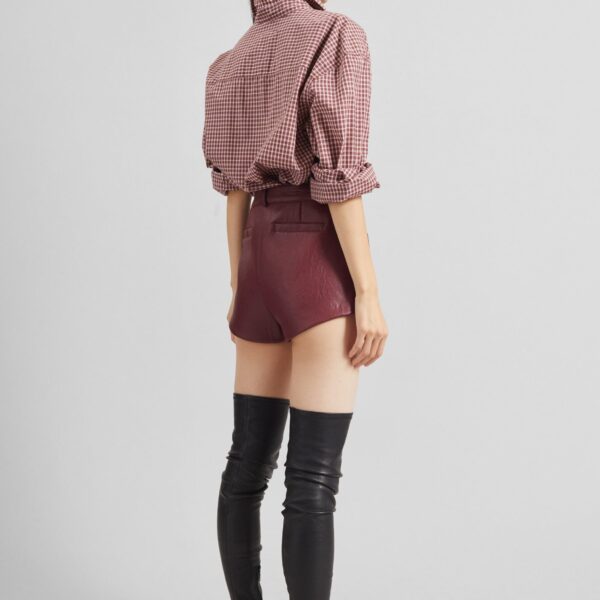 The Frankie Shop Troye Faux Leather Hot Pants – Burgundy, view 8