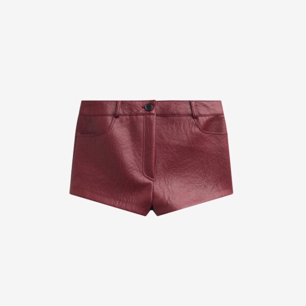 The Frankie Shop Troye Faux Leather Hot Pants – Burgundy, view 9