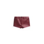 The Frankie Shop Troye Faux Leather Hot Pants - Burgundy - Oversized Minimalist Pants in Red - Shop at Luxury Shoes 