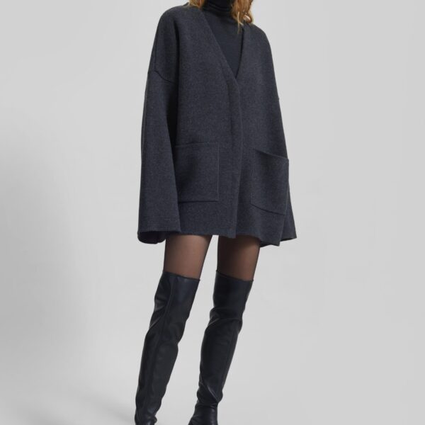 The Frankie Shop Tynset Oversized Cardigan – Charcoal, view 3