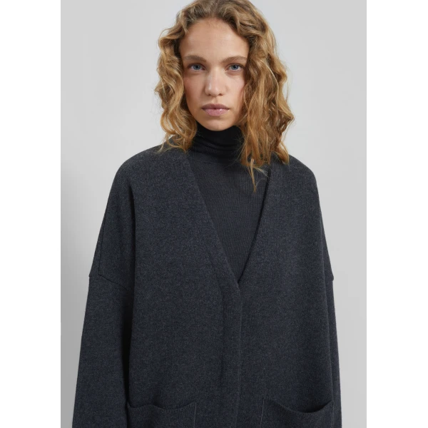 The Frankie Shop Tynset Oversized Cardigan - Charcoal - Oversized Minimalist Knitwear in Blue - Shop at Luxury Shoes 