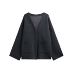 The Frankie Shop Tynset Oversized Cardigan - Charcoal - Oversized Minimalist Knitwear in Blue - Shop at Luxury Shoes 