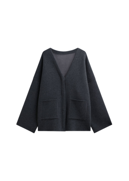 The Frankie Shop Tynset Oversized Cardigan - Charcoal - Oversized Minimalist Knitwear in Blue - Shop at Luxury Shoes 