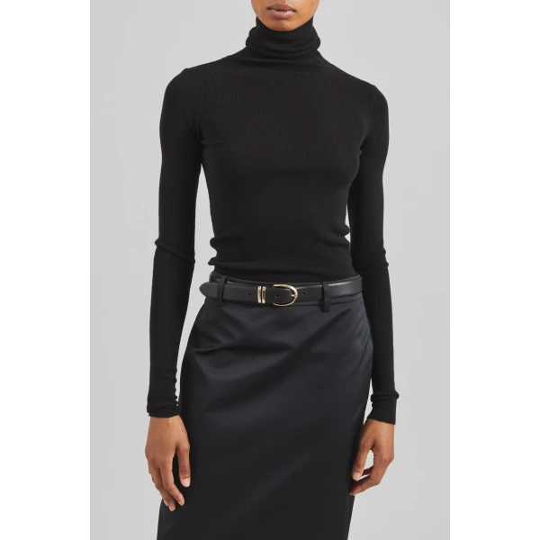 The Frankie Shop Utica Thin Turtleneck Sweater - Black - Oversized Minimalist Knitwear in Black - Shop at Luxury Shoes 