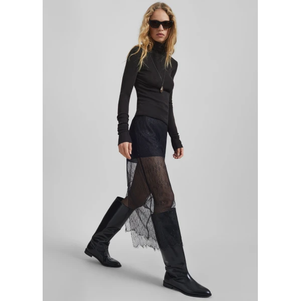 The Frankie Shop Utica Thin Turtleneck Sweater - Black - Oversized Minimalist Knitwear in Black - Shop at Luxury Shoes 