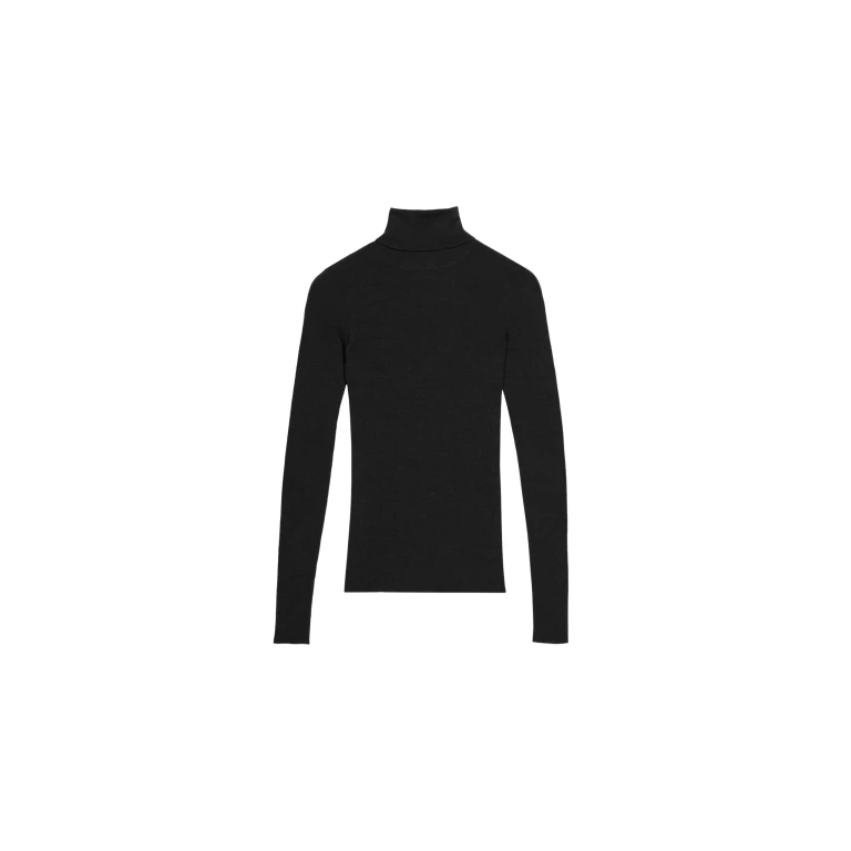 The Frankie Shop Utica Thin Turtleneck Sweater - Black - Oversized Minimalist Knitwear in Black - Shop at Luxury Shoes 