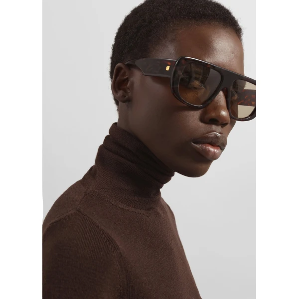 The Frankie Shop Utica Thin Turtleneck Sweater - Brown - Oversized Minimalist Knitwear in Brown - Shop at Luxury Shoes 