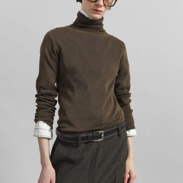 The Frankie Shop Utica Thin Turtleneck Sweater – Olive, view 2