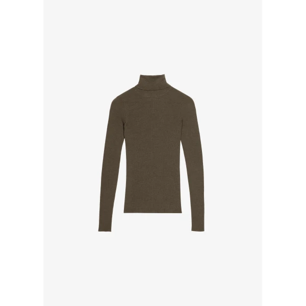 The Frankie Shop Utica Thin Turtleneck Sweater - Olive - Oversized Minimalist Knitwear in Green - Shop at Luxury Shoes 