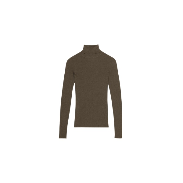 The Frankie Shop Utica Thin Turtleneck Sweater - Olive - Oversized Minimalist Knitwear in Green - Shop at Luxury Shoes 