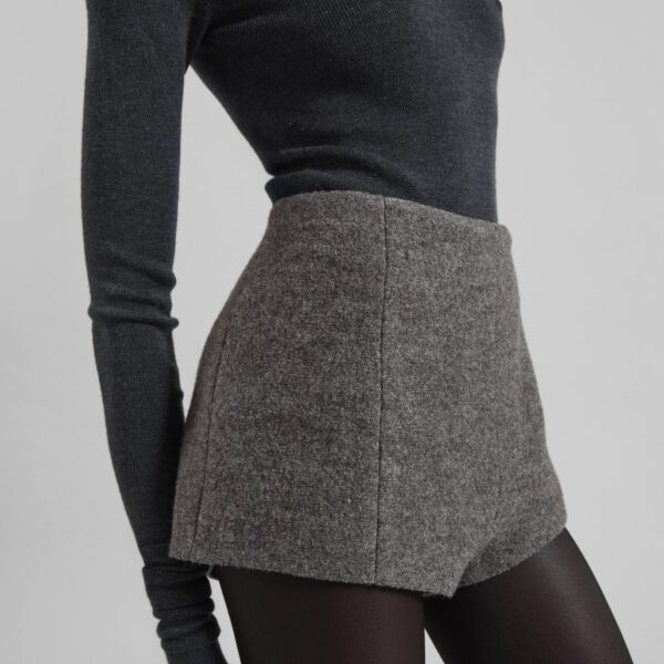 The Frankie Shop Vail Brushed Wool Hot Pants – Grey Melange, view 4