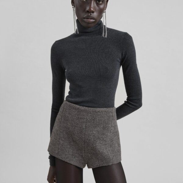 The Frankie Shop Vail Brushed Wool Hot Pants – Grey Melange, view 5
