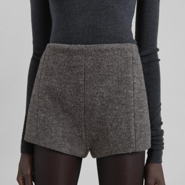 The Frankie Shop Vail Brushed Wool Hot Pants – Grey Melange, view 6