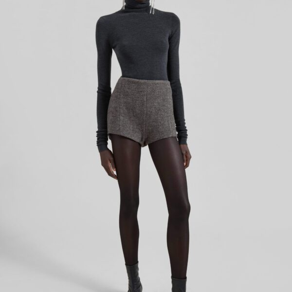 The Frankie Shop Vail Brushed Wool Hot Pants – Grey Melange, view 7