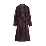 The Frankie Shop Vandve Faux Leather Trench - Burgundy - Oversized Minimalist Coats in Red - Shop at Luxury Shoes 