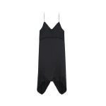 The Frankie Shop Velanne Satin Lace Trim Dress - Black - Oversized Minimalist Dresses in Black - Shop at Luxury Shoes 