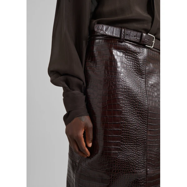 The Frankie Shop Verlin Sheer Chiffon Tie Cuff Shirt - Dark Brown - Oversized Minimalist Tops in Brown - Shop at Luxury Shoes 