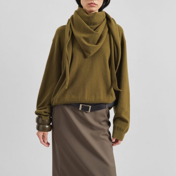 The Frankie Shop Vermont Scarf Sweater – Olive, view 2