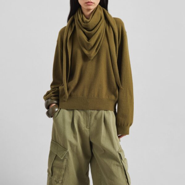 The Frankie Shop Vermont Scarf Sweater – Olive, view 3