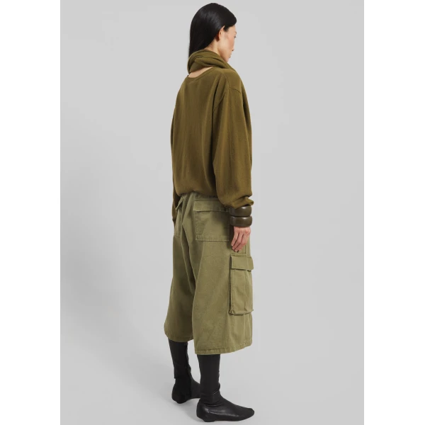 The Frankie Shop Vermont Scarf Sweater - Olive - Oversized Minimalist Knitwear in Green - Shop at Luxury Shoes 
