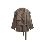 The Frankie Shop Vesoul Short Trench - Brown - Oversized Minimalist Shorts in Brown - Shop at Luxury Shoes 