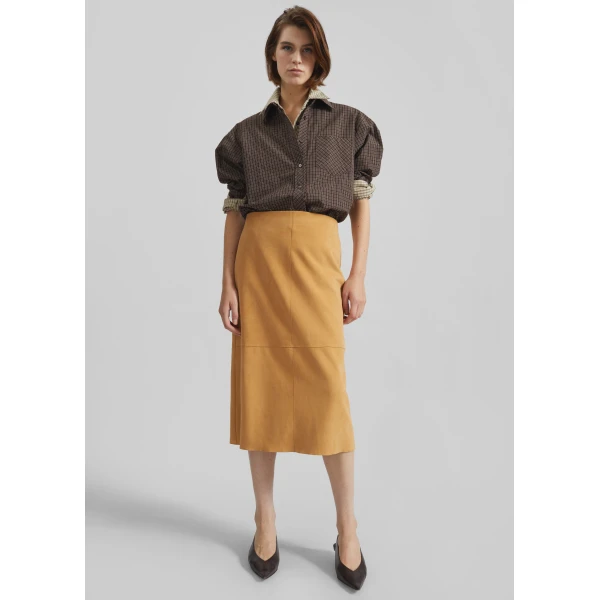 The Frankie Shop Vesta Cotton Shirt - Brown Plaid - Oversized Minimalist Tops in Brown - Shop at Luxury Shoes 