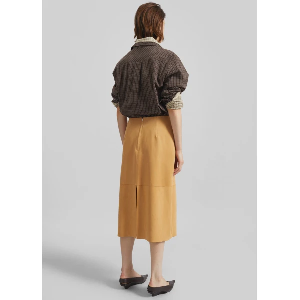 The Frankie Shop Vesta Cotton Shirt - Brown Plaid - Oversized Minimalist Tops in Brown - Shop at Luxury Shoes 