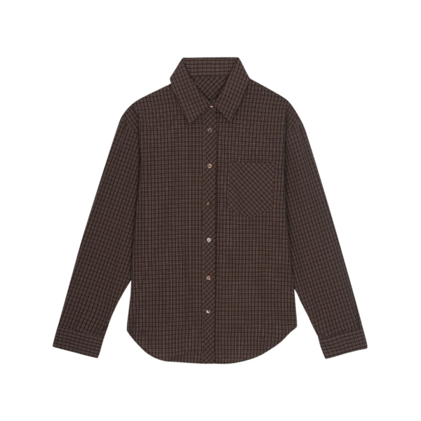 The Frankie Shop Vesta Cotton Shirt – Brown Plaid