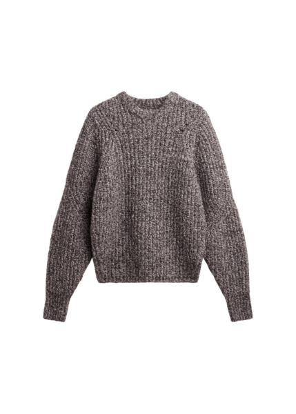 The Frankie Shop Vezia Chunky Knit Sweater - Brown Melange - Oversized Minimalist Knitwear in Brown - Shop at Luxury Shoes 