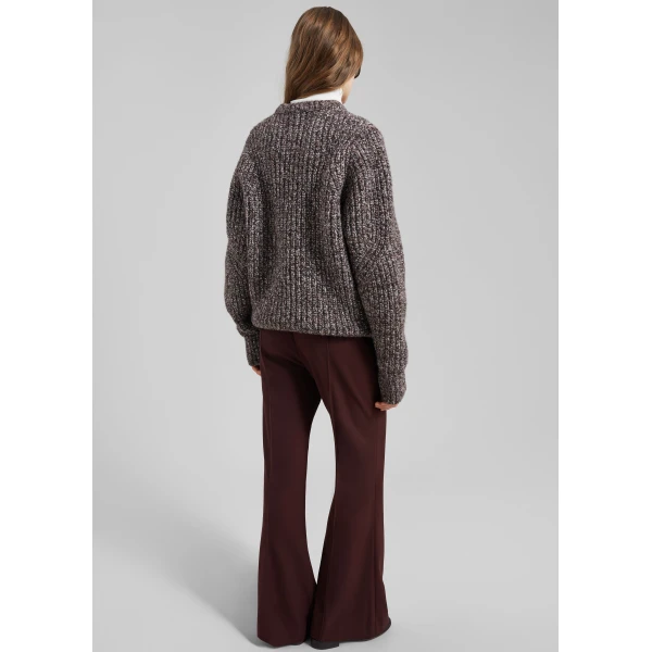 The Frankie Shop Vezia Chunky Knit Sweater - Brown Melange - Oversized Minimalist Knitwear in Brown - Shop at Luxury Shoes 