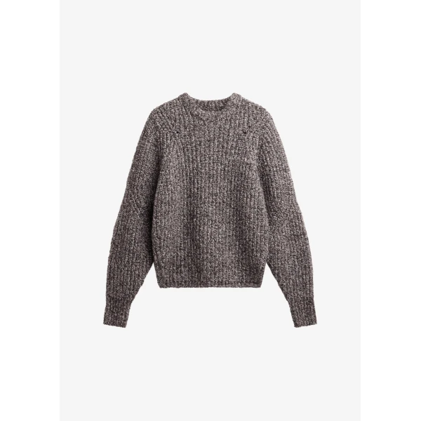 The Frankie Shop Vezia Chunky Knit Sweater - Brown Melange - Oversized Minimalist Knitwear in Brown - Shop at Luxury Shoes 