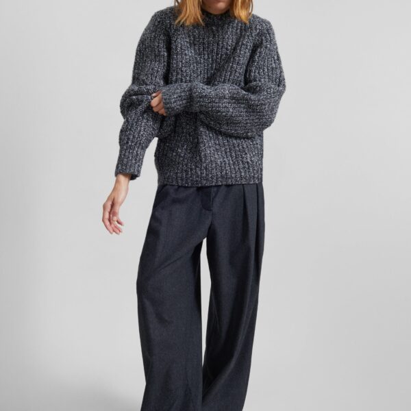 The Frankie Shop Vezia Chunky Knit Sweater – Dark Grey Melange, view 2