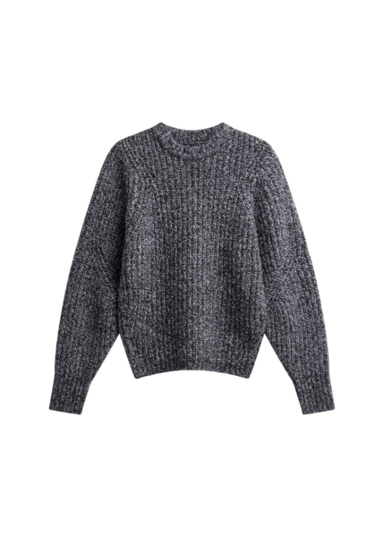 The Frankie Shop Vezia Chunky Knit Sweater - Dark Grey Melange - Oversized Minimalist Knitwear in Grey - Shop at Luxury Shoes 