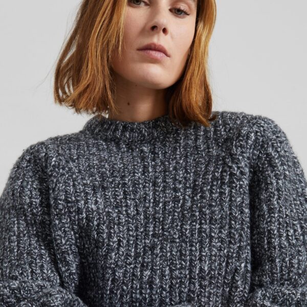 The Frankie Shop Vezia Chunky Knit Sweater – Dark Grey Melange, view 5